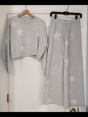 Altered State Revival Cozy Star Knit Pajama Set - Light Blue